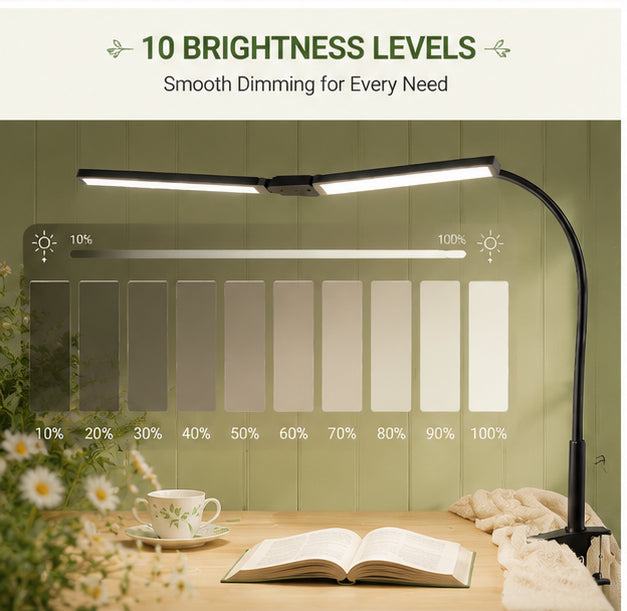 VENEZINA Dual-Head Gooseneck LED Desk Lamp