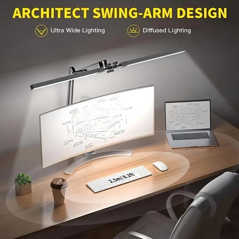 VENEZINA Clip-On Dual-Head Dimmable LED Table Lamp