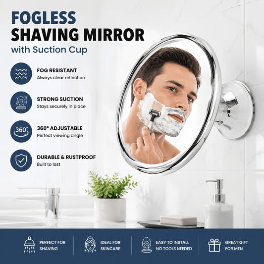 VENEZINA Suction Cup Fogless Shower Mirror