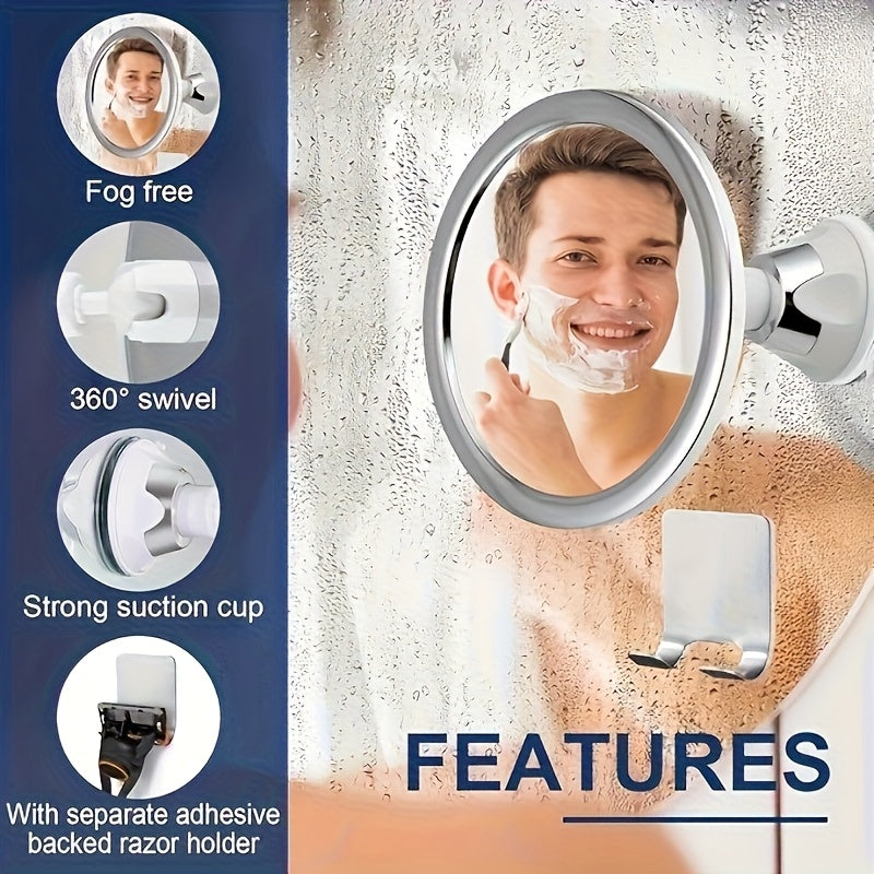 VENEZINA Suction Cup Fogless Shower Mirror