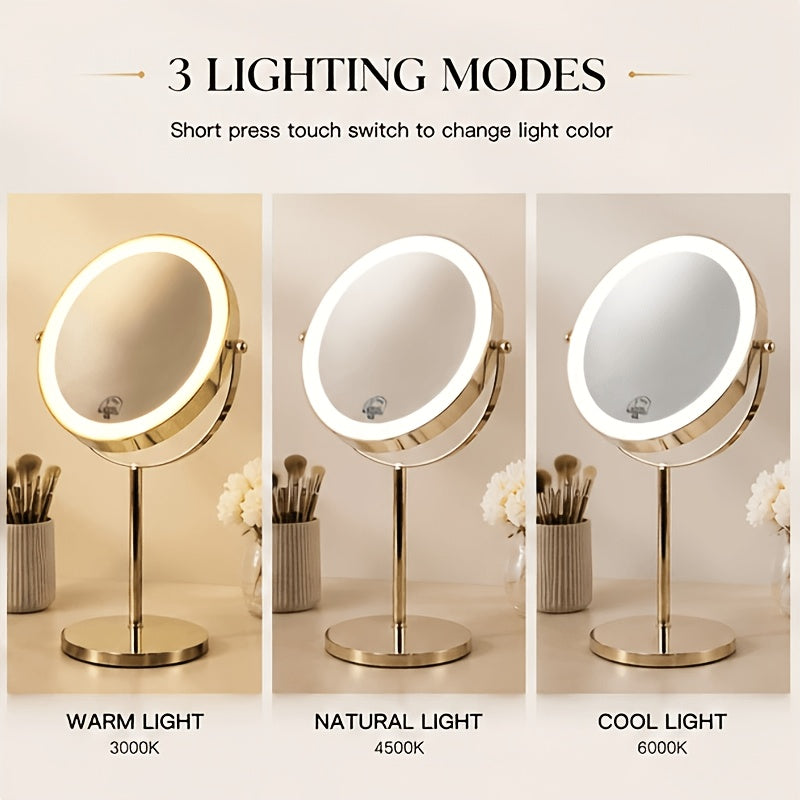 VENEZINA Shining Gold 10X 8-Inch Rechargeable LED Makeup Mirror
