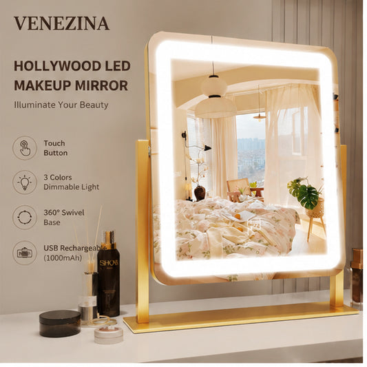 VENEZINA 17x13 Dimmable 3-Color LED Makeup Mirror