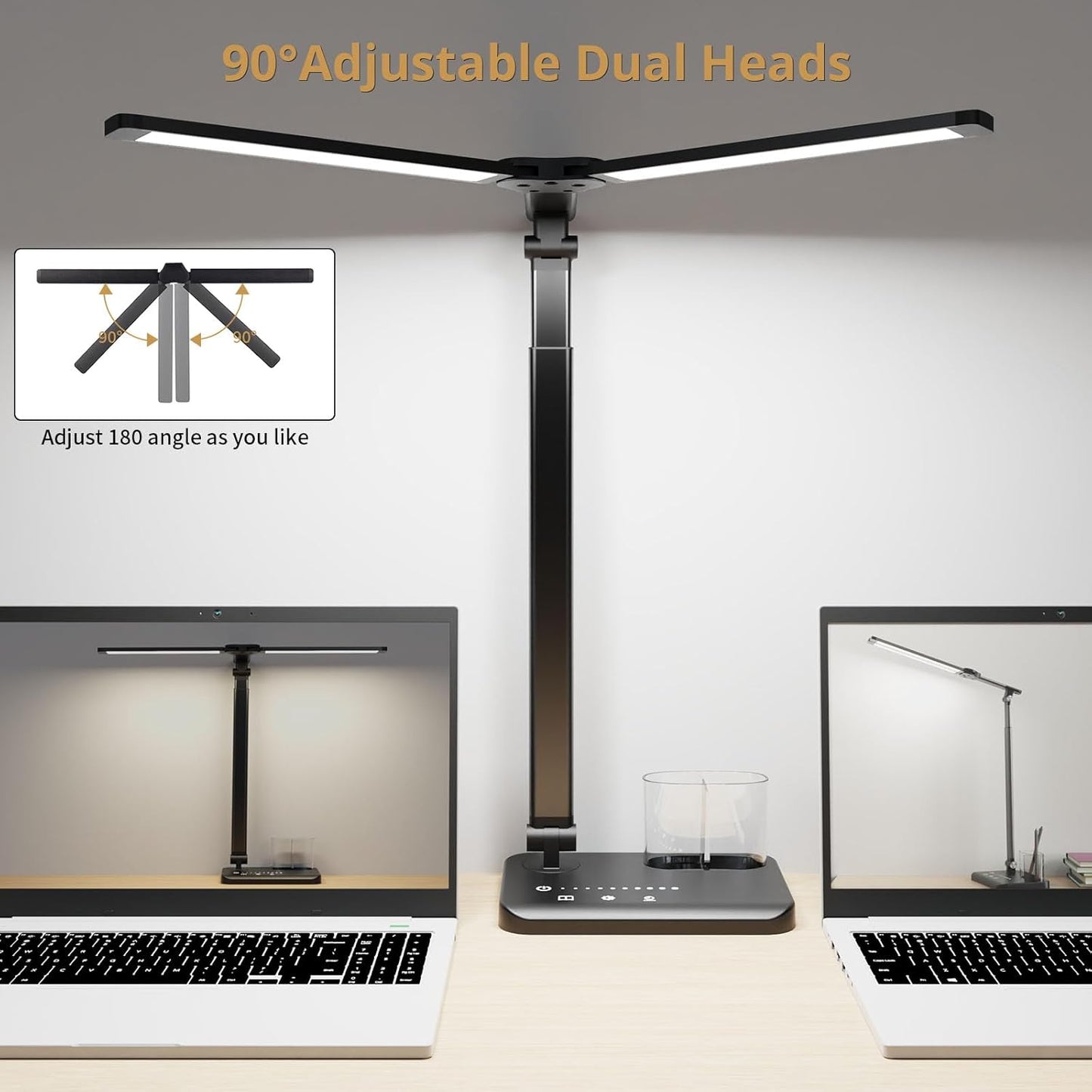 VENEZINA Dual-Head 3-Color LED Desk Lamp