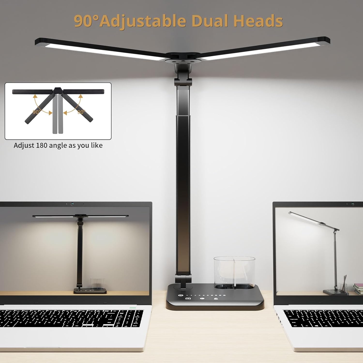 VENEZINA Dual-Head 3-Color LED Desk Lamp