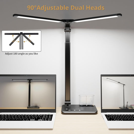 VENEZINA Dual-Head 3-Color LED Desk Lamp