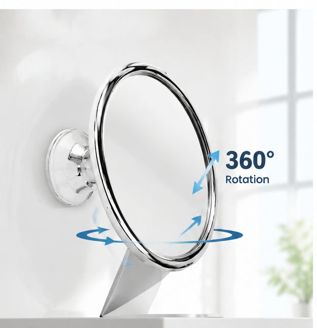 VENEZINA Suction Cup No-Drill 360 Rotation Fogless Shower Mirror