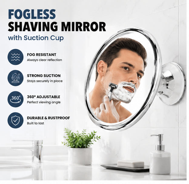 VENEZINA Suction Cup No-Drill 360 Rotation Fogless Shower Mirror