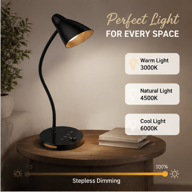 VENEZINA Stepless Dimming LED Desk Lamp